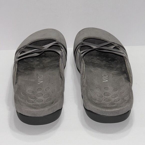 Vionic Clair Mules Sandals Womens 8 Slip On Gray Suede Flat Arch Support Comfort - Picture 4 of 16